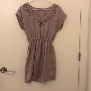 Soft purple dress with beautiful neckline
